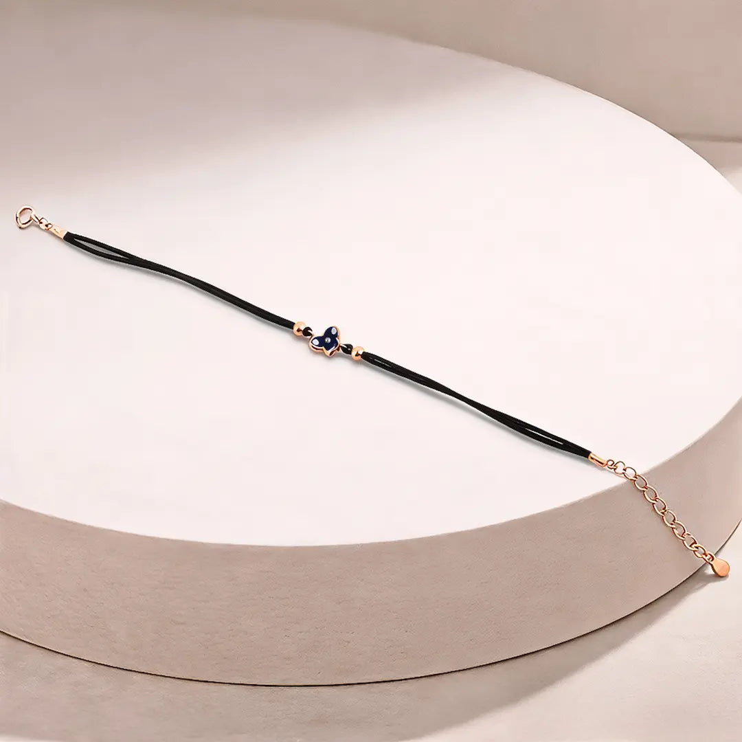 Royal Azure 925 Silver Rose Gold Clover Adjustable Bracelet