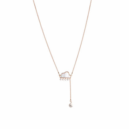 Celeste Drop 925 Silver Adjustable Charm Chain Necklace
