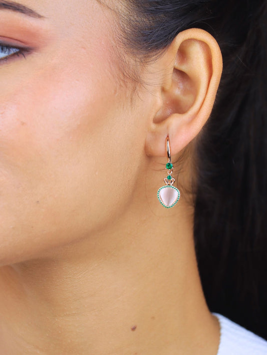 The Verdant Crown Heart  Earrings - 925 Silver