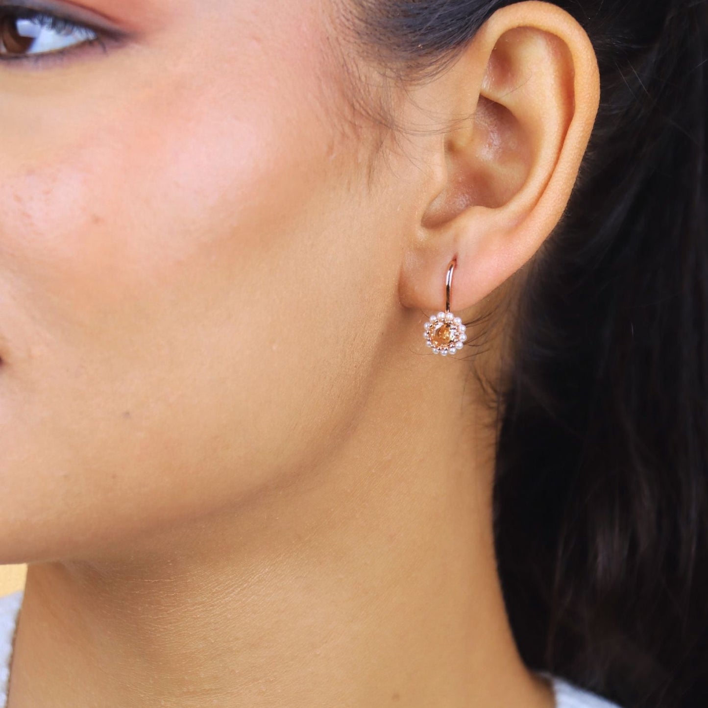 Pearla Halo Drop Earrings  - 925 Silver