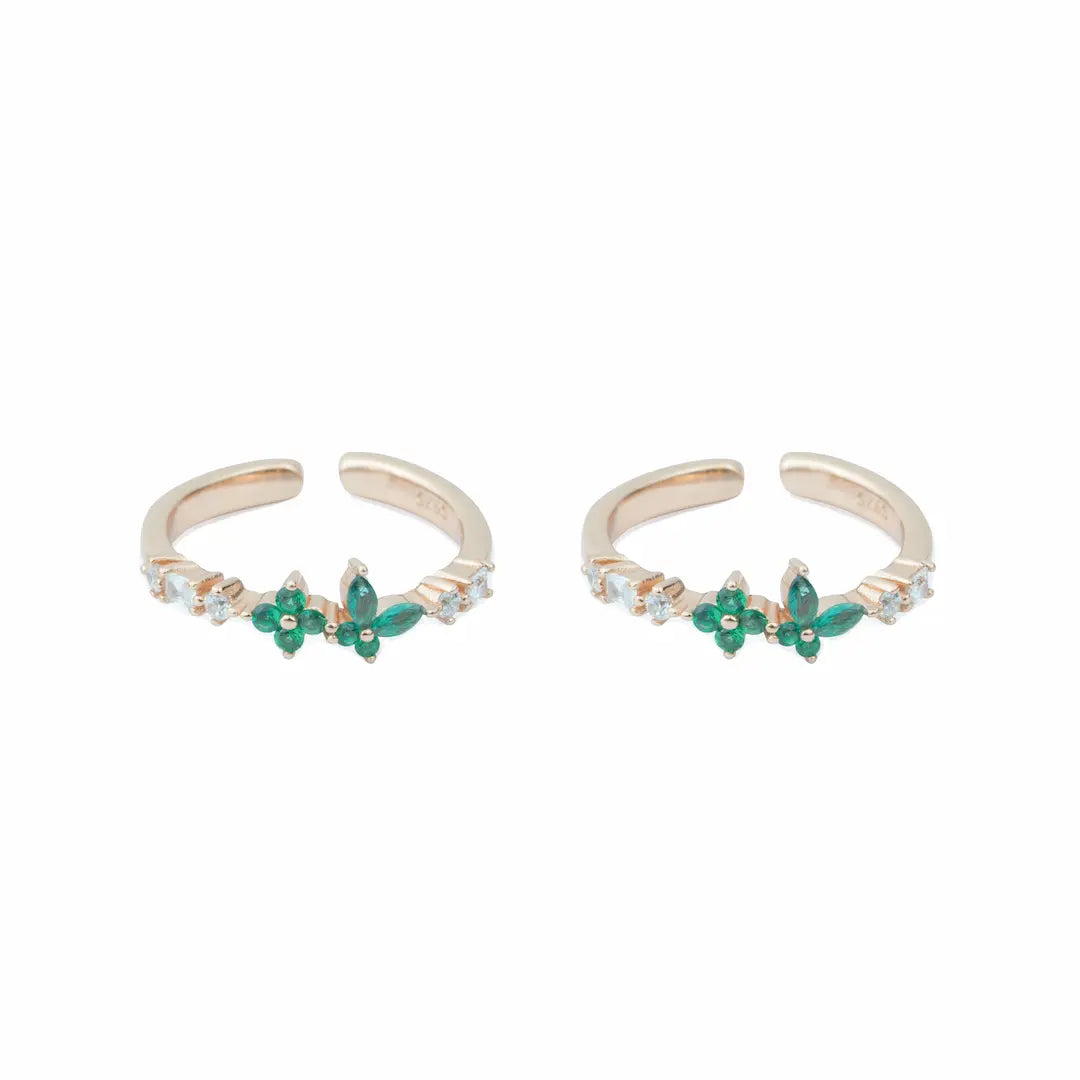 Verdelle Bloom  Adjustable Toe Ring (Rose Gold Finish)-925 Silver