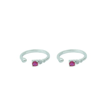 Ruby Spark Adjustable Toe Ring-925 Silver