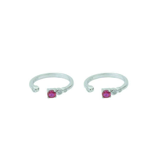 Ruby Spark Adjustable Toe Ring-925 Silver