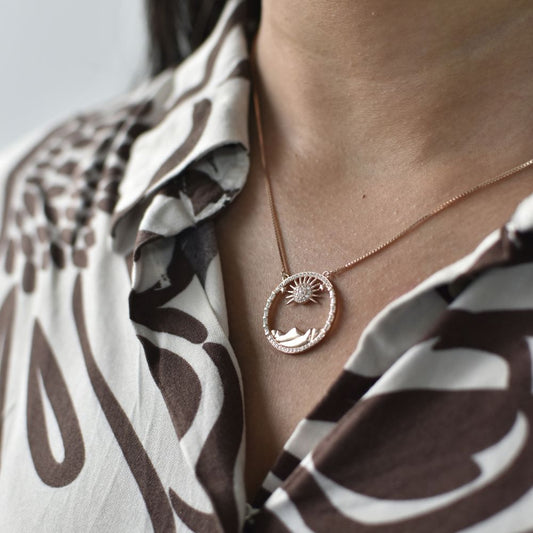 Celestial Sun & Moon Necklace - 925 Silver