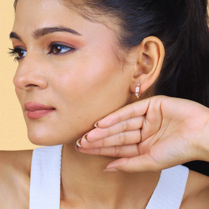 Celeste Rose Gold Huggie Hoops Earrings- 925 Silver