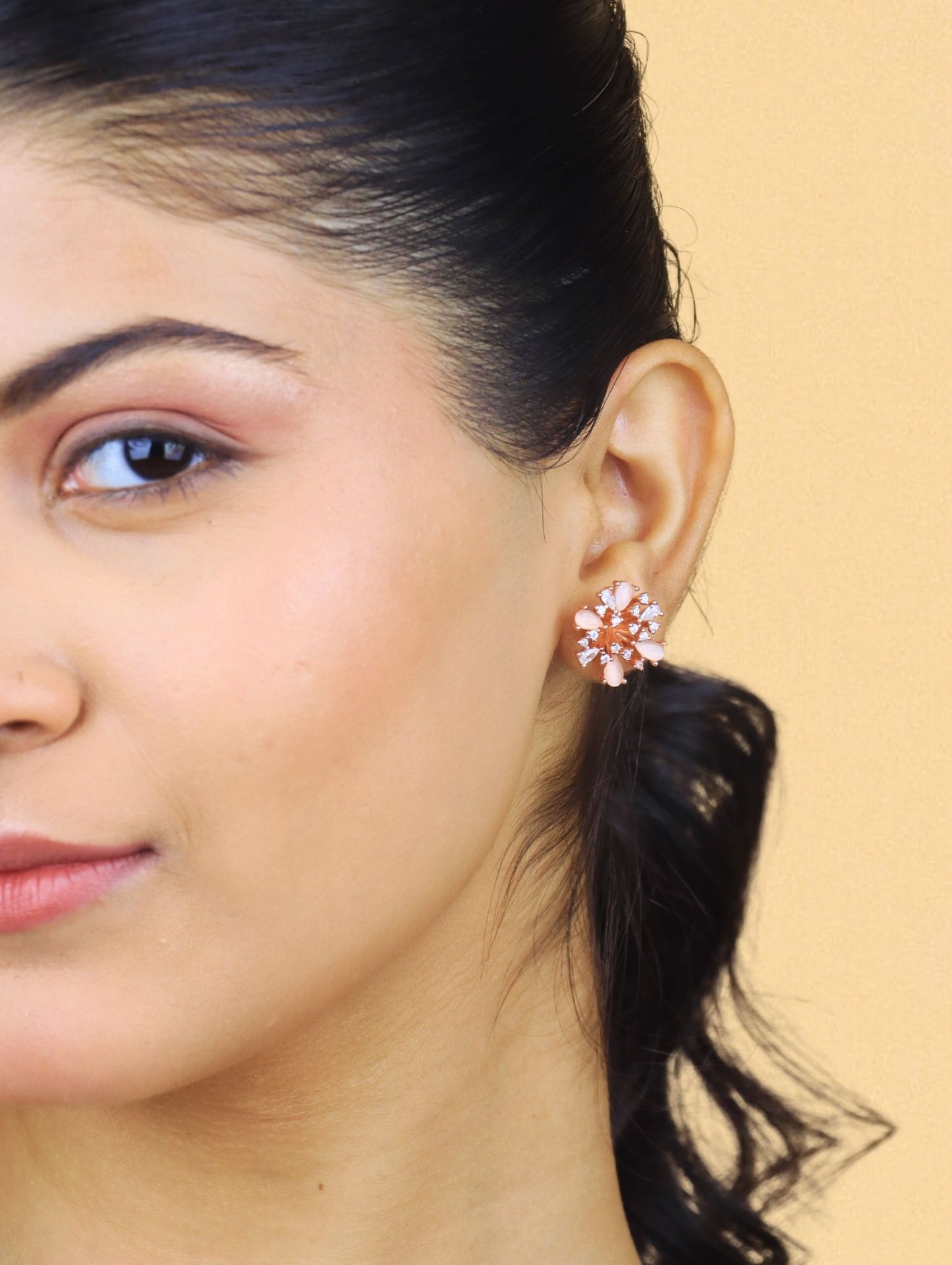 The Rosé Radiance Burst Earrings - 925 Silver