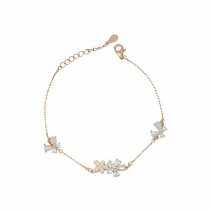 925 Sterling Silver Rose Gold Opal Blossom Adjustable Bracelet