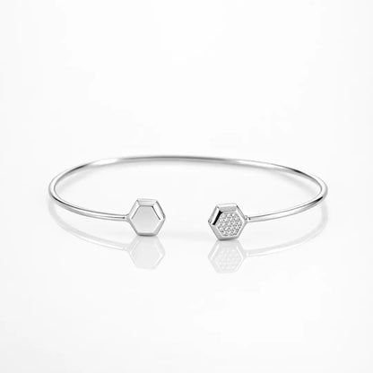 Modern Hexagon 925 Silver Adjustable Geometric Kada