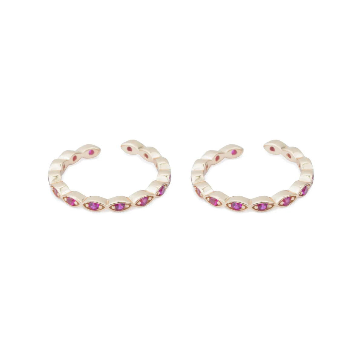 Ruby Wave Adjustable Rose Gold Toe Ring-925 Silver