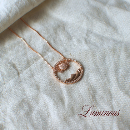 Celestial Sun & Moon Necklace - 925 Silver