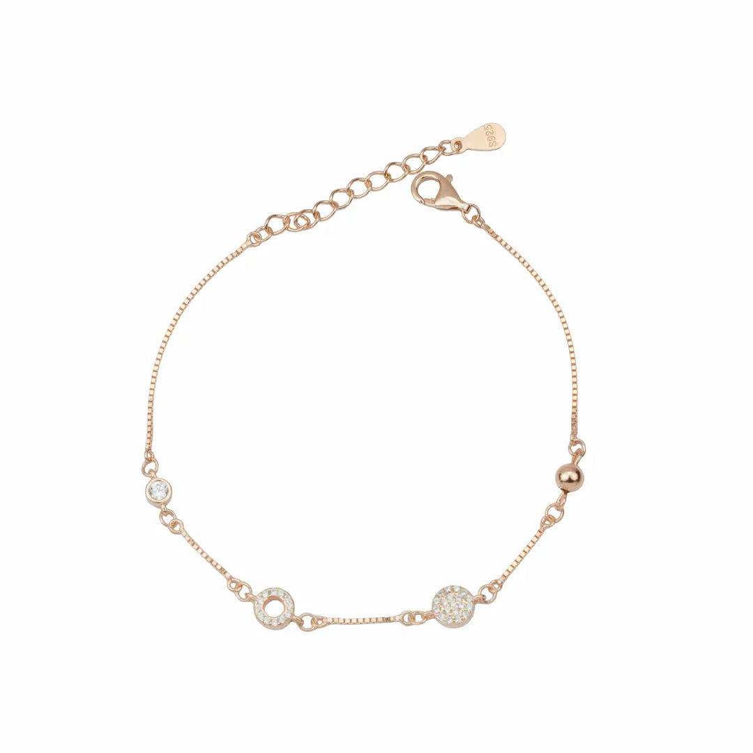 925 Sterling Silver Rose Gold Celestial Orb Adjustable Bracelet
