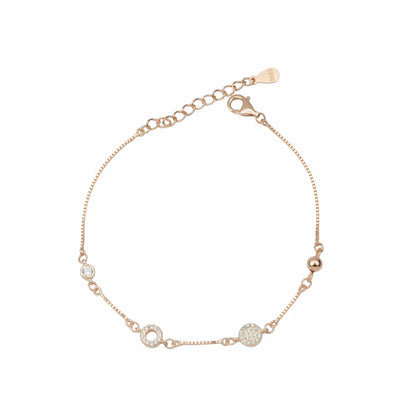 925 Sterling Silver Rose Gold Celestial Orb Adjustable Bracelet