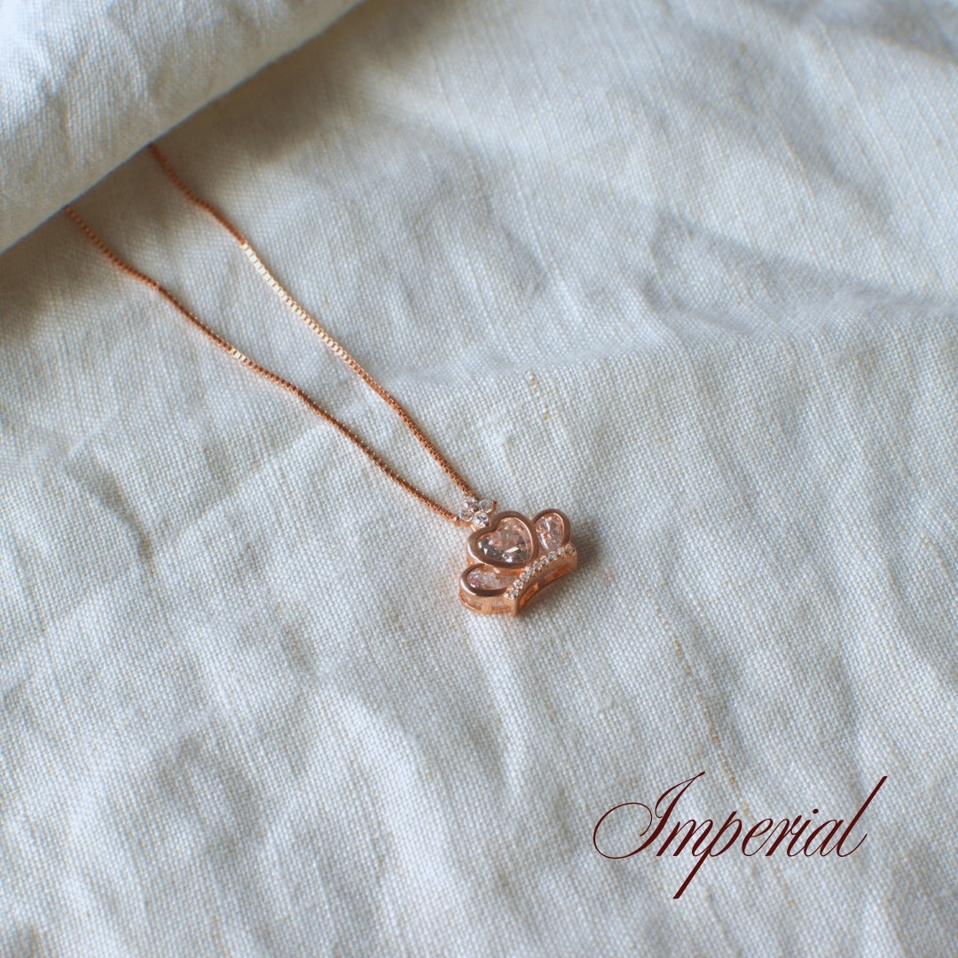 Royal Heart Crown Necklace - 925 Silver