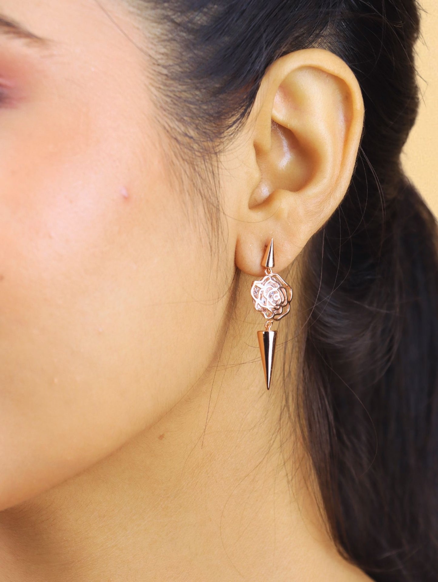 Rosé Bow Drop Earrings - 925 Silver