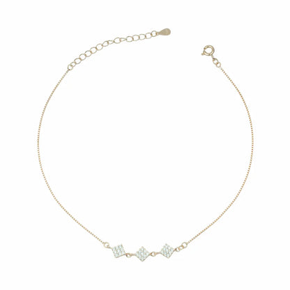 Sparkling Triple Rhombus 925 Sterling Silver Adjustable Bracelet