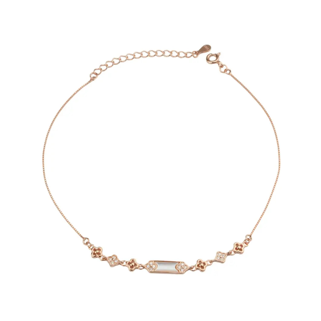 Floral Grace 925 Silver Adjustable Anklet