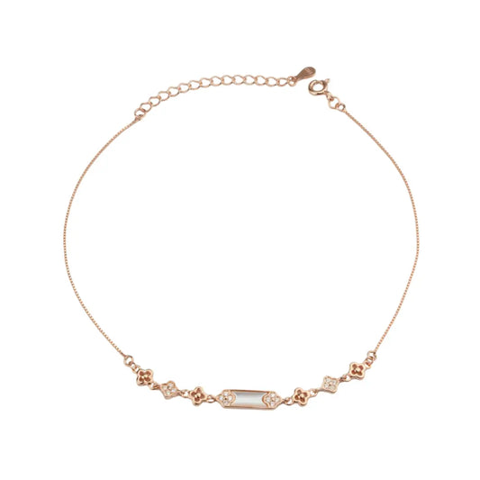 Floral Grace 925 Silver Adjustable Anklet