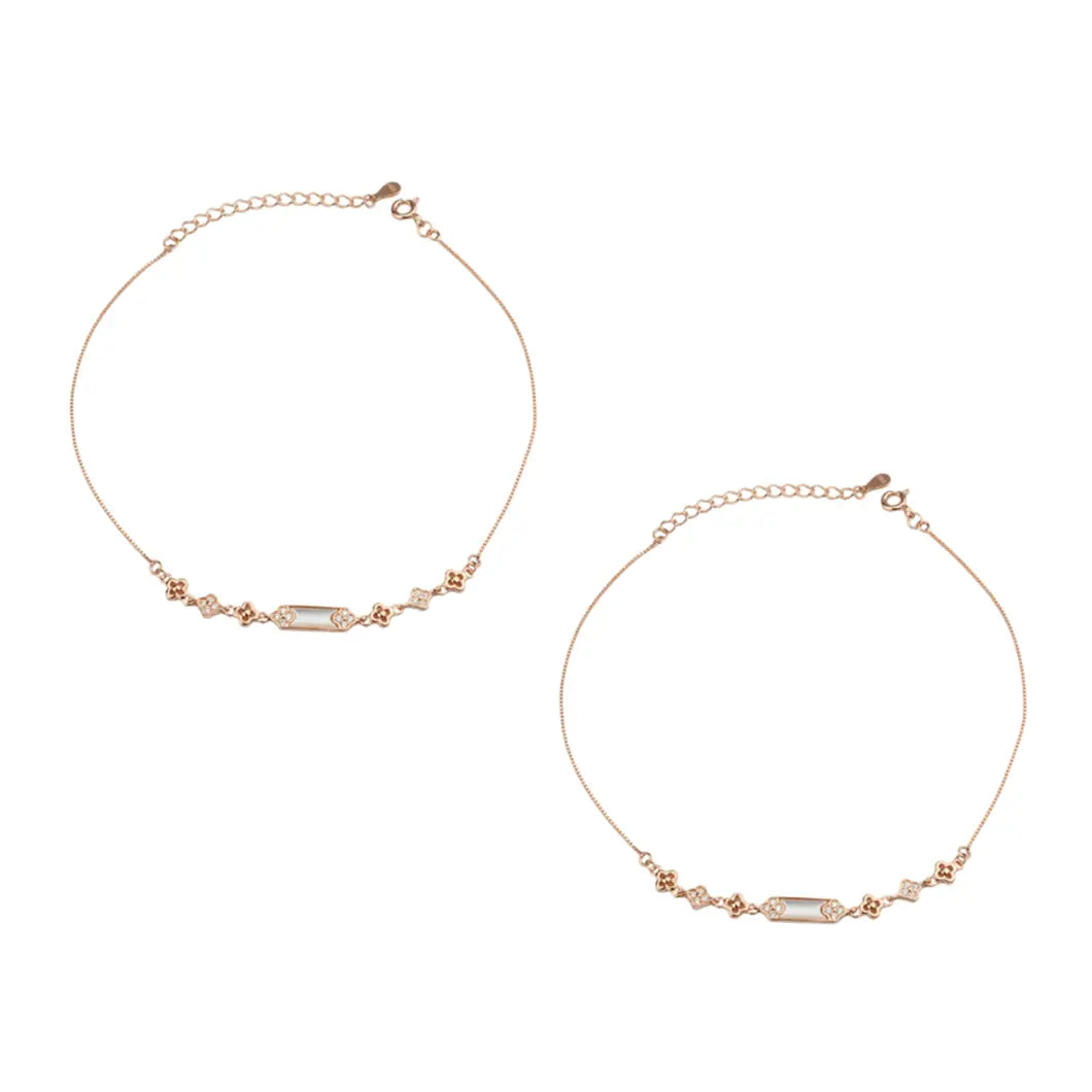 Floral Grace 925 Silver Adjustable Anklet