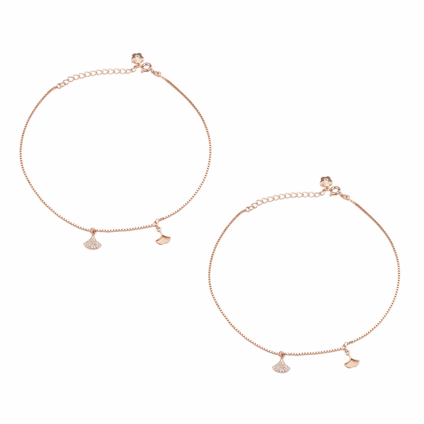 Floral Charm 925 Silver Adjustable Anklet