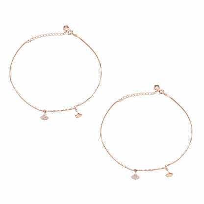 Floral Charm 925 Silver Adjustable Anklet