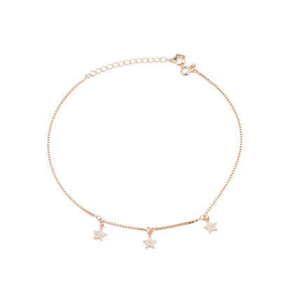 Star Drop 925 Silver Adjustable Anklet