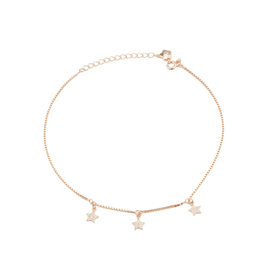 Star Drop 925 Silver Adjustable Anklet