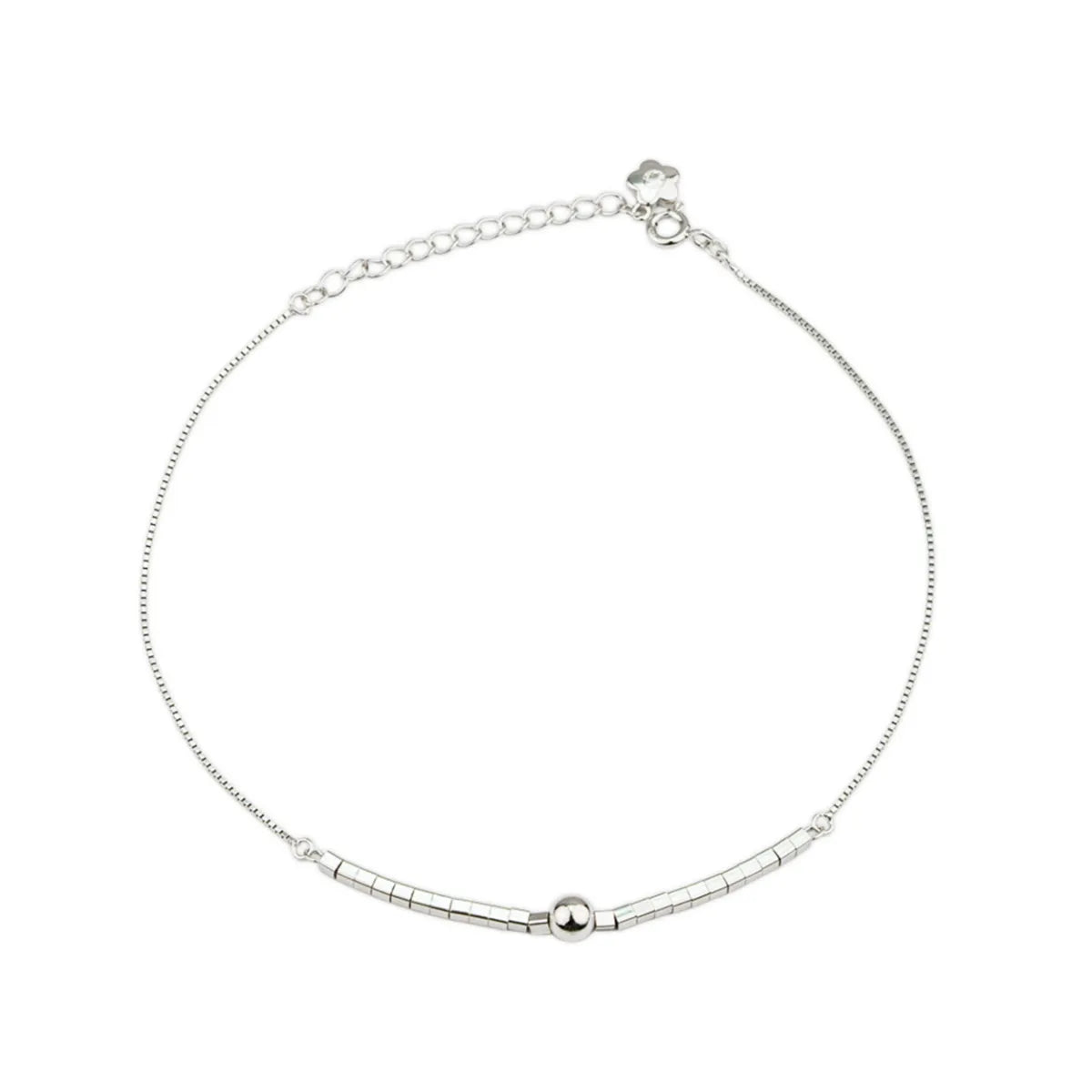 Minimal Bead Glow 925 Silver Adjustable Anklet