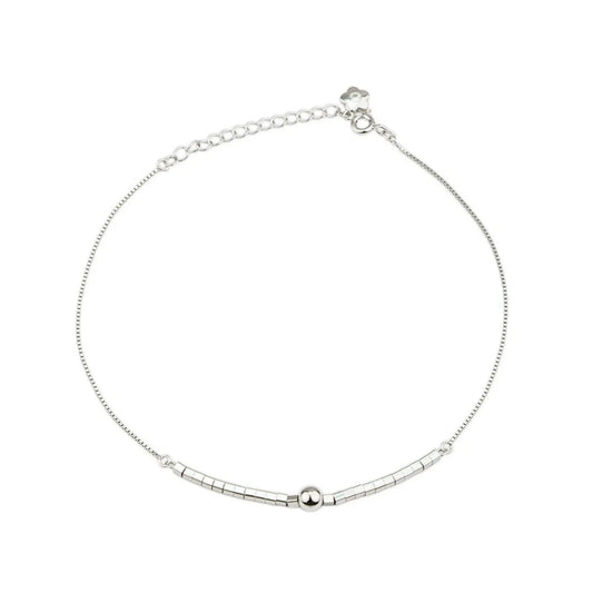 Minimal Bead Glow 925 Silver Adjustable Anklet
