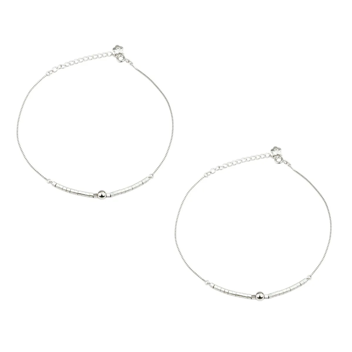 Minimal Bead Glow 925 Silver Adjustable Anklet