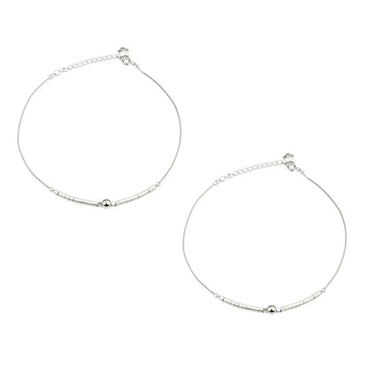 Minimal Bead Glow 925 Silver Adjustable Anklet