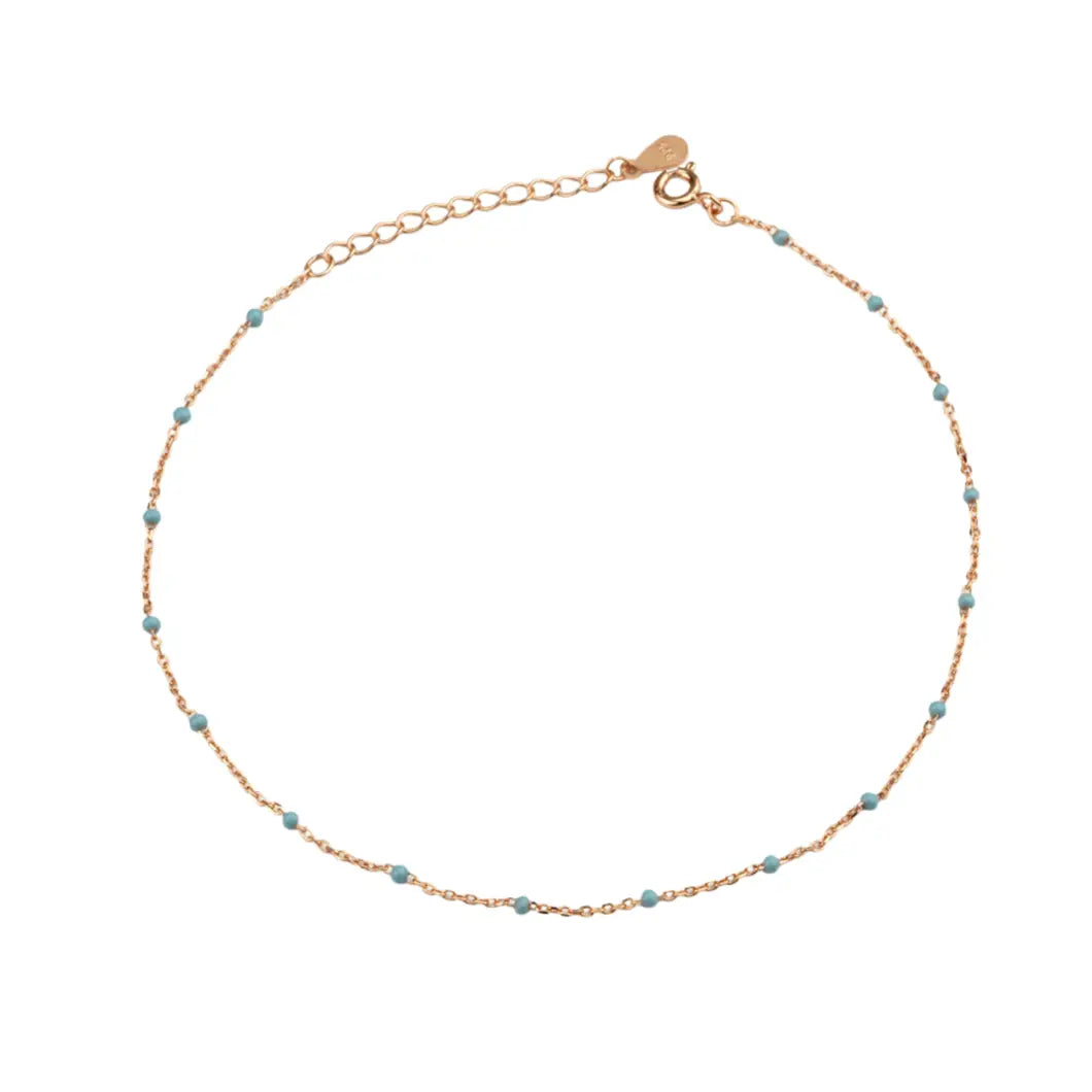 Azure Bead 925 Silver Adjustable Anklet