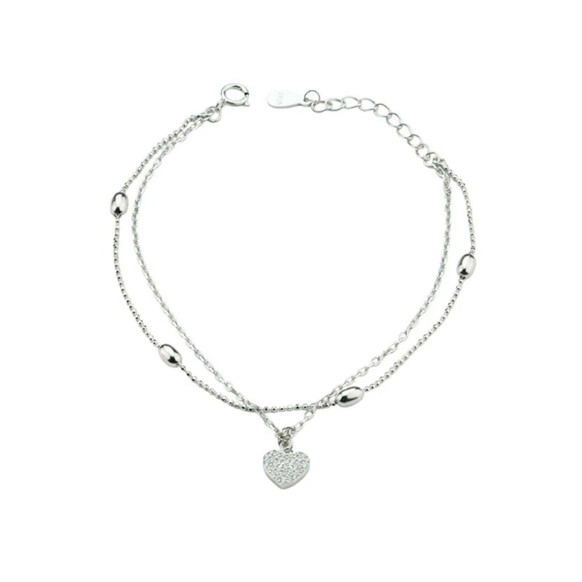 Heart’s Elegance Rhodium Bracelet - 925 Silver