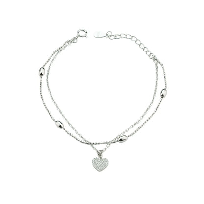 Heart’s Elegance Rhodium Bracelet - 925 Silver