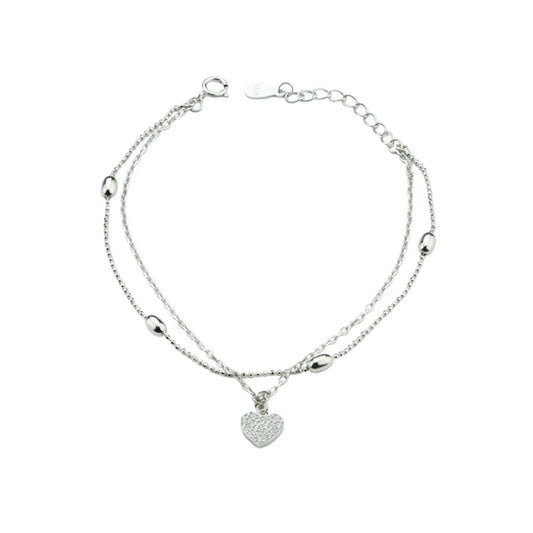 Heart’s Elegance Rhodium Bracelet - 925 Silver