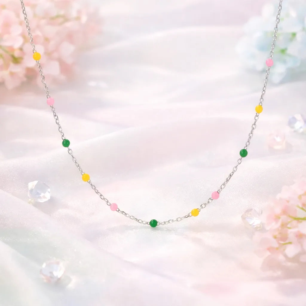 Pastel Harmony Bead Necklace - 925 Silver