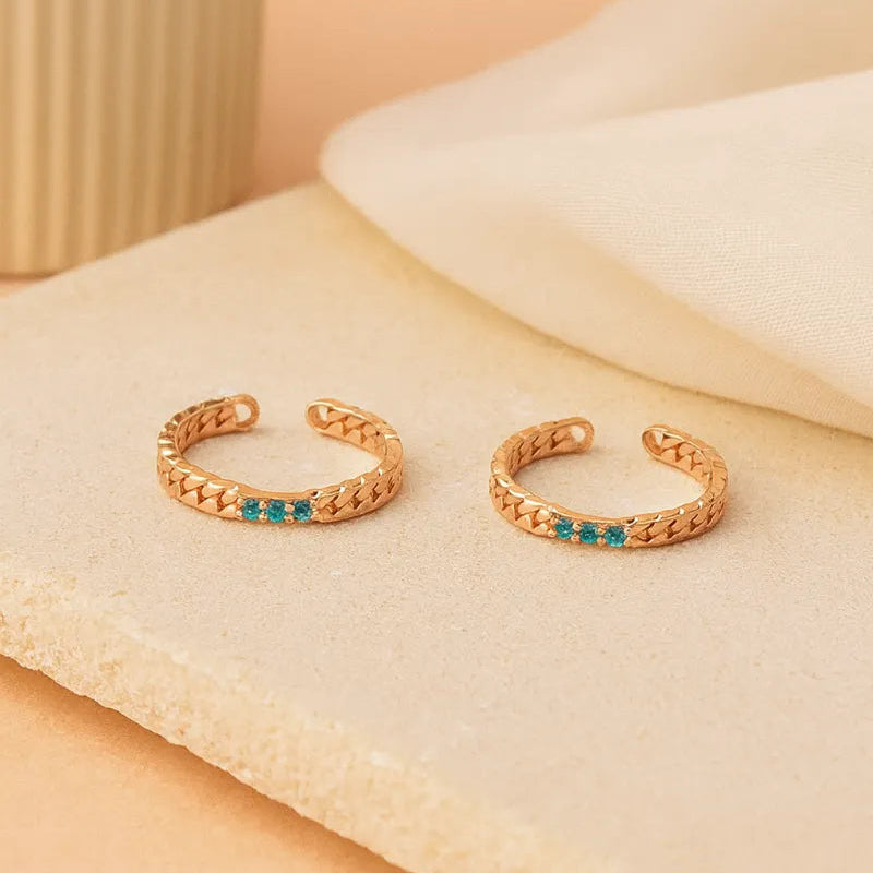 Azure Weave 925 Silver Adjustable Rose Gold Toe Ring