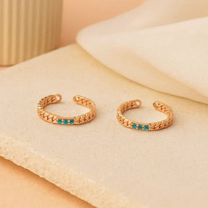Azure Weave 925 Silver Adjustable Rose Gold Toe Ring