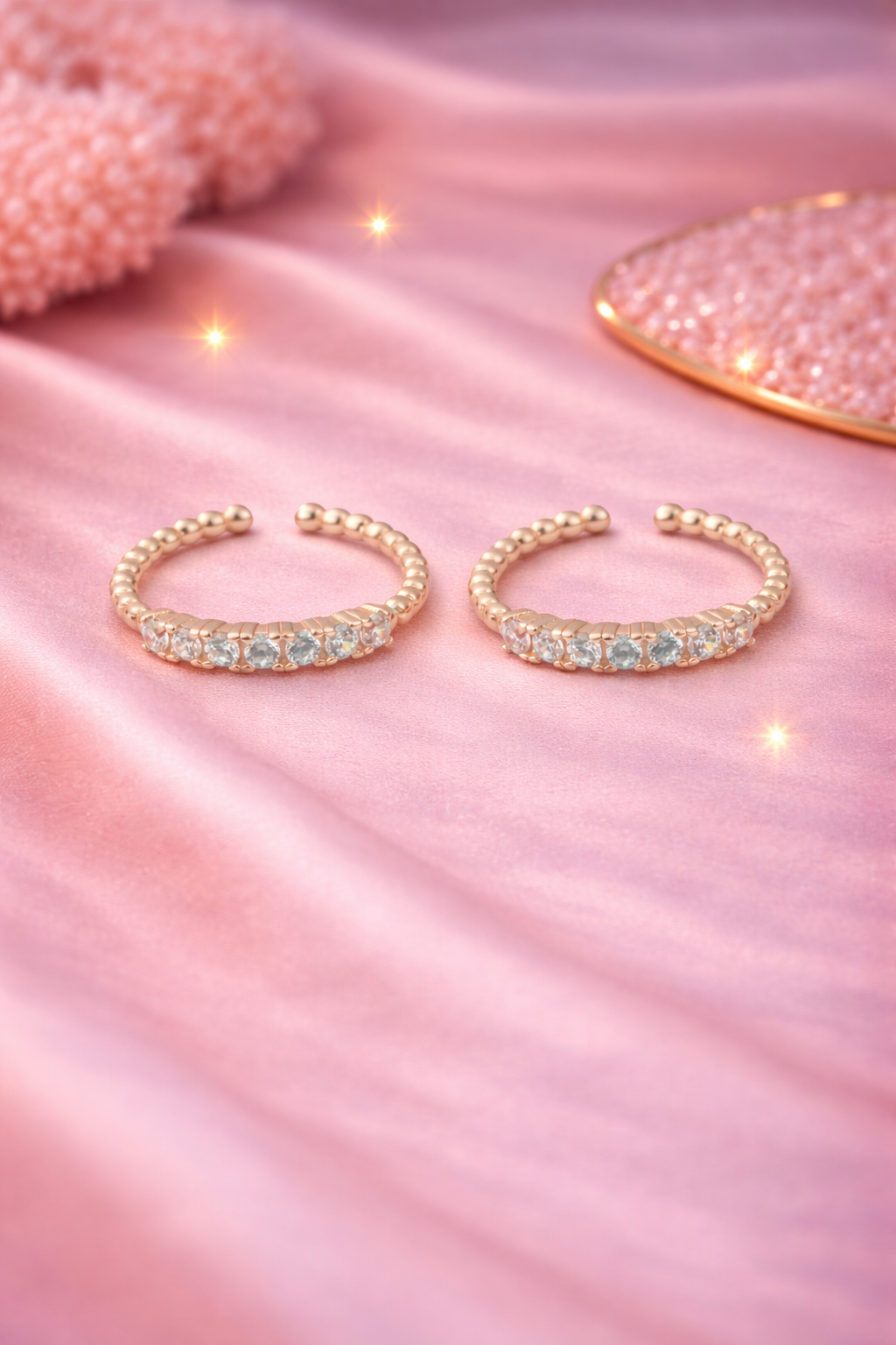 Celestia Bloom  Adjustable Toe Ring (Rose Gold Finish)-92.5 Silver