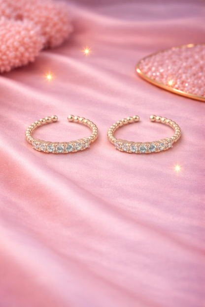 Celestia Bloom  Adjustable Toe Ring (Rose Gold Finish)-92.5 Silver