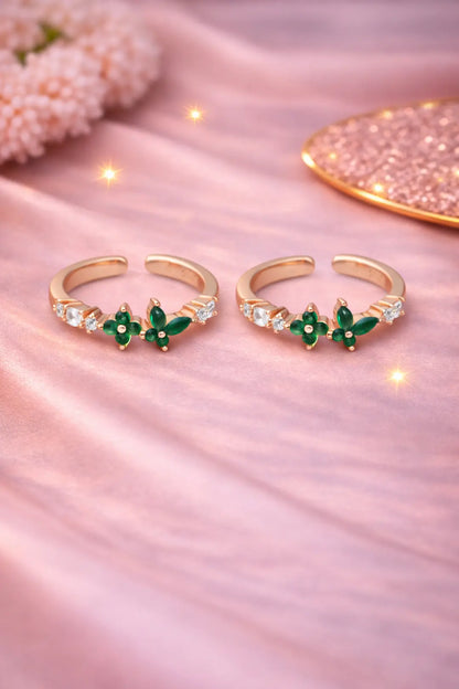 Verdelle Bloom  Adjustable Toe Ring (Rose Gold Finish)-925 Silver