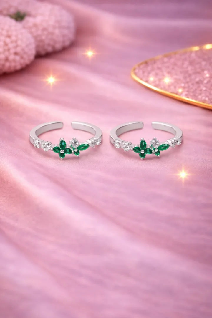 Verdelle Bloom  Adjustable Toe Ring (Rose Gold Finish)-925 Silver