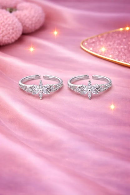 floral Glow 925 Silver Adjustable Toe Ring (Rose Gold Finish)