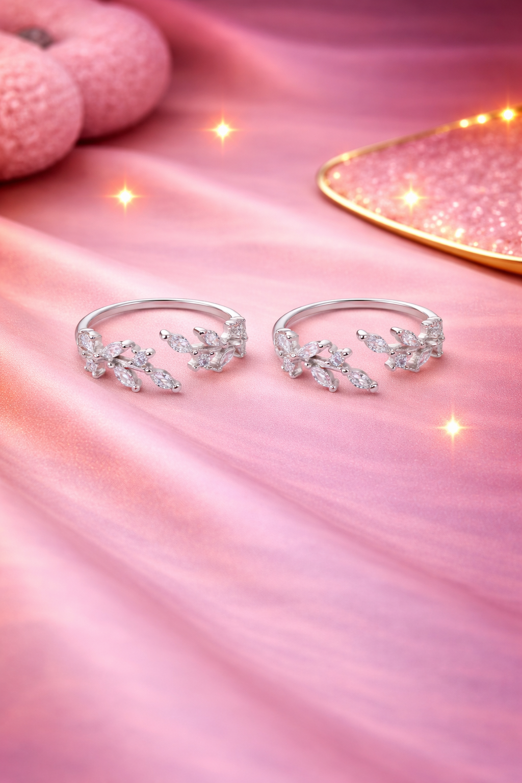 Aurora Vine  Adjustable Toe Ring (Rose and silver Gold Finish)-925 silver