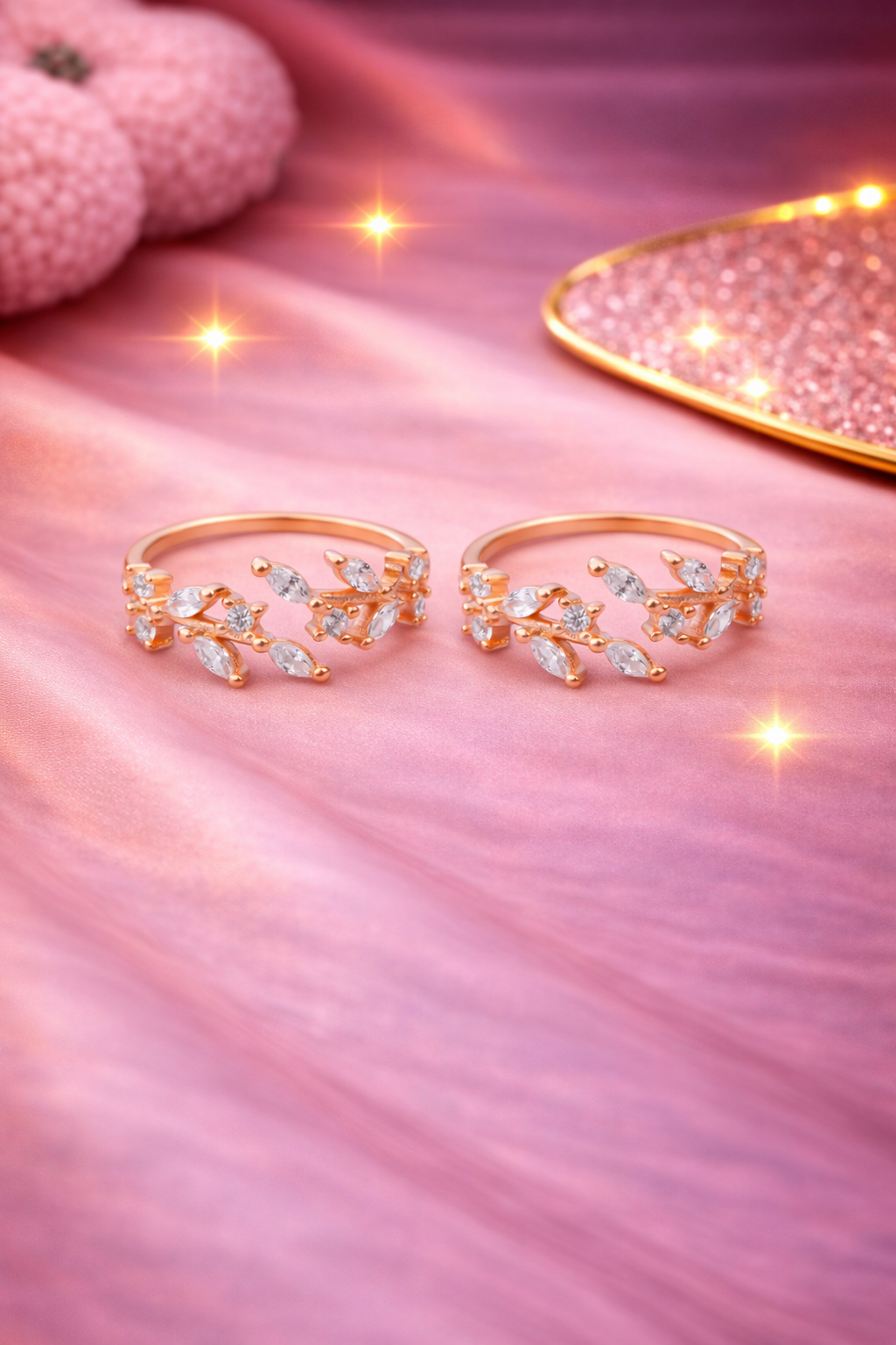 Aurora Vine  Adjustable Toe Ring (Rose and silver Gold Finish)-925 silver