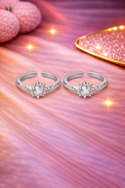 Radiant Sun 925 Silver Adjustable Toe Ring (Rose Gold Finish)