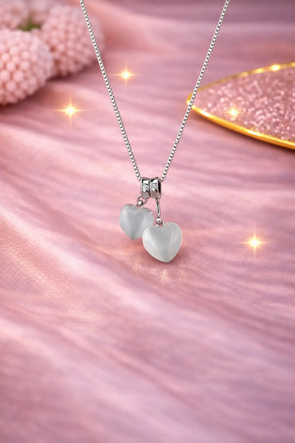 925 Silver Twin Heart Glow Adjustable Necklace