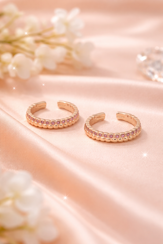 Rosé Sparkle 925 Silver Adjustable Toe Ring