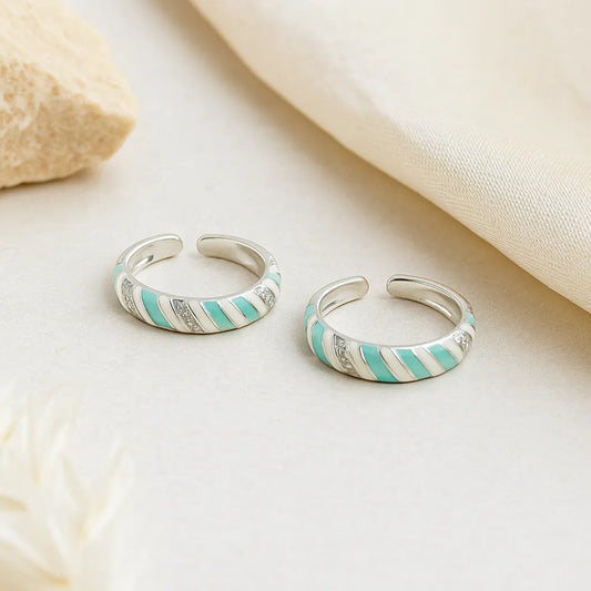 Mint Swirl 925 Silver Adjustable Toe Ring