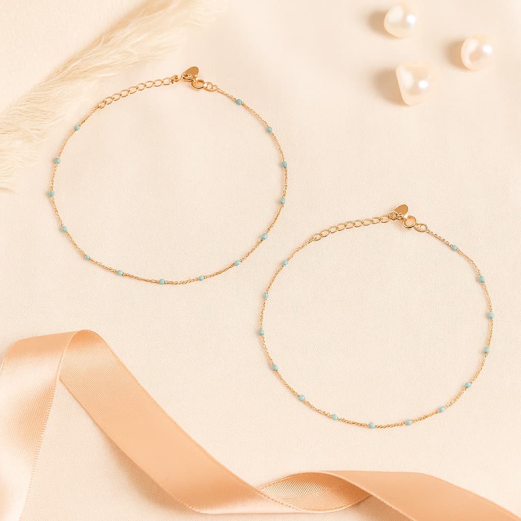 Azure Bead 925 Silver Adjustable Anklet