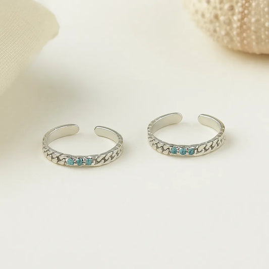Azure Chain 925 Silver Adjustable Toe Ring